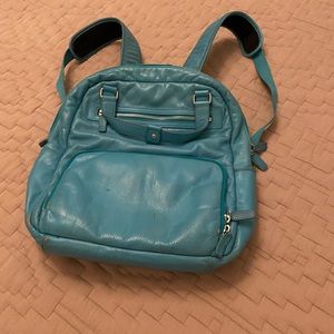 RARE Levenger Leather Turquoise Backpack!!